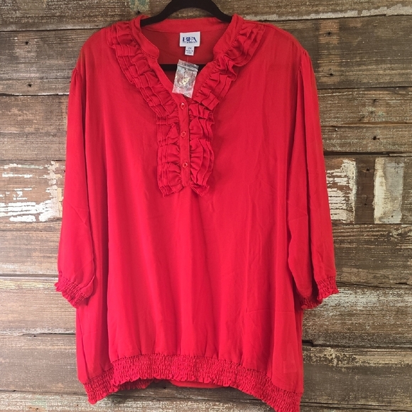 BFA Classics Red Ruffle Blouse, Plus Size 2X, NWOT - Picture 1 of 4